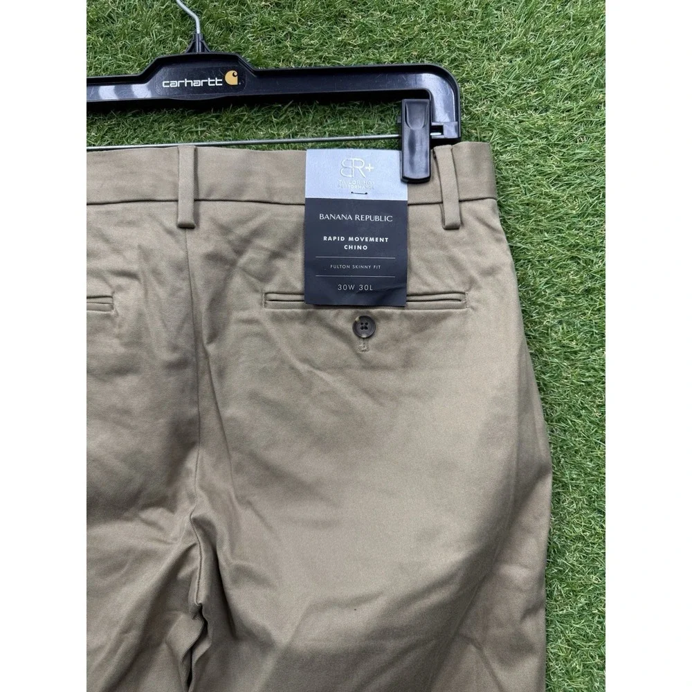 Banana Republic Chino Pants Mens 30x30 Rapid Movement Fulton Skinny Beige NWT